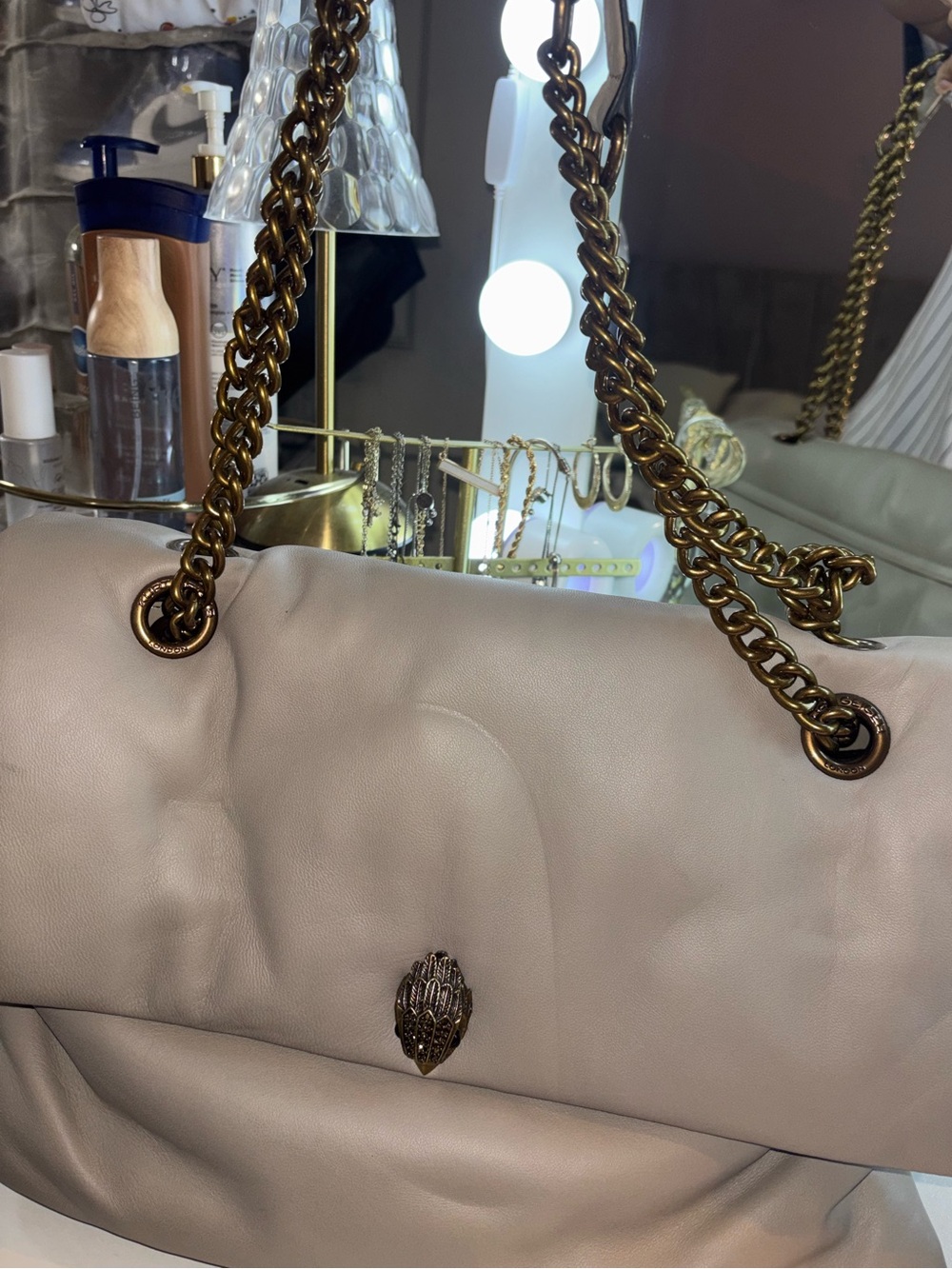 Kurt Geiger - Soft Taupe Chain-Handle Shoulder Bag